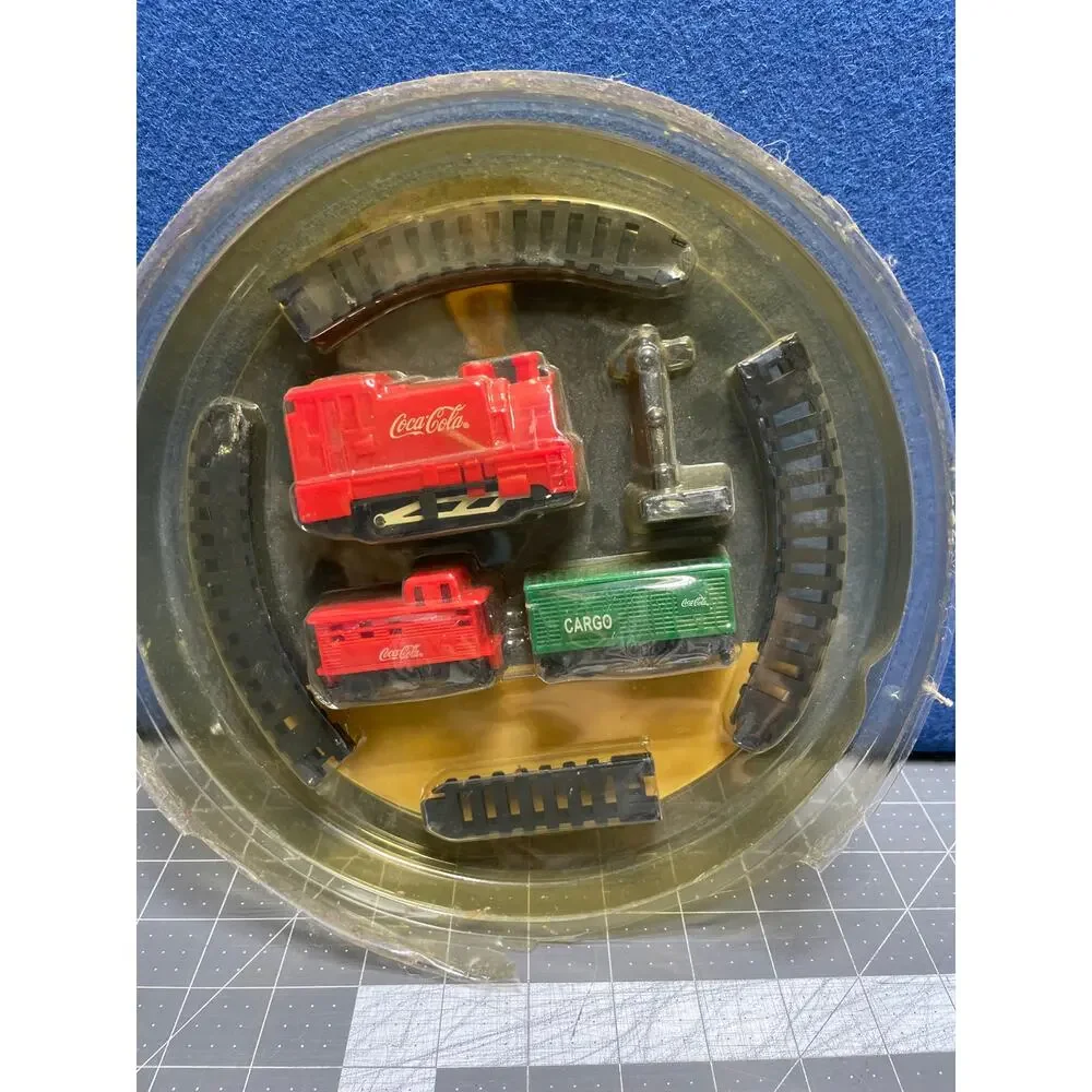 COCA COLA BATTERY OPERATED TABLE TOP TRAIN‎ SET Vtg From Popcorn Tin